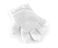 Einweg-Folienhandschuhe, transparent - Satz zu 100 Stück.