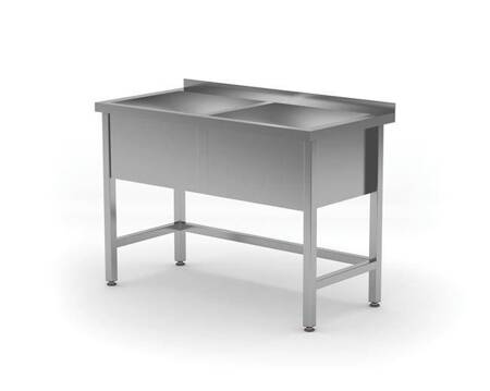 Tisch mit Zweikammerbecken - Kammerhöhe h = 300 mm, Größe 1200x600x850 mm