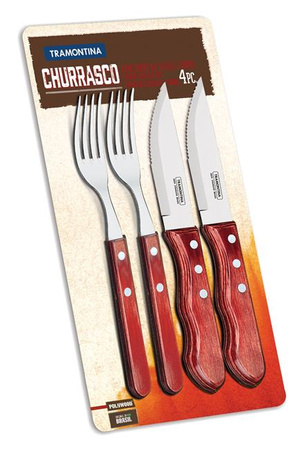 Steakbesteck "JUMBO", 4tlg., Blister, Churrasco-Linie, rot