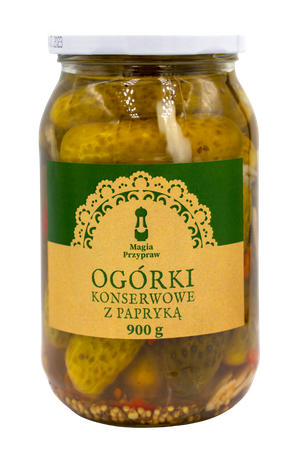 OGÓRKI KONSERWOWE Z PAPRYKĄ 900G - zgrzewka 8 szt.