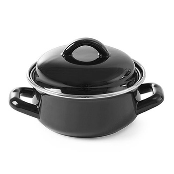 Suppen- und Soßentopf mit Deckel schwarz 0,8 l