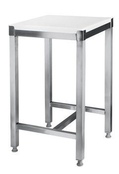 Fleischerblock aus Polyethylen mit Edelstahlsockel, 500x400x830 mm groß