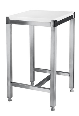 Fleischerblock aus Polyethylen mit Edelstahlsockel, 500x400x830 mm groß