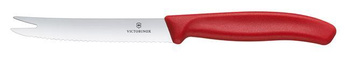 Victorinox Swiss Classic Käse- und Wurstmesser, Klinge mit Wellenschliff, 110mm, rot