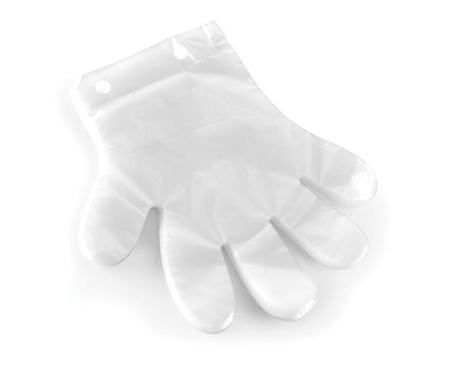 Einweg-Folienhandschuhe, transparent - Satz zu 100 Stück.