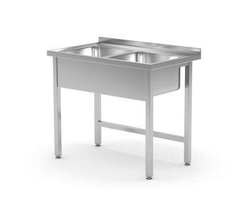 Tisch mit zwei Spülbecken ohne Ablage - geschweißt, Maße 1000x600x850 mm