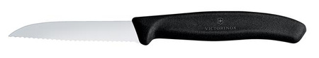 Victorinox Swiss Classic Schälmesser 8 cm, gezahnte Klinge, schwarz