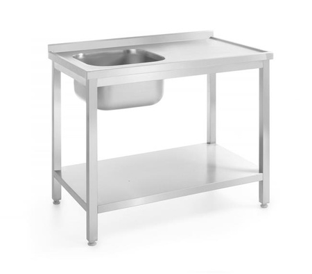 Klappbarer Einbeckentisch mit Ablage, linke Seite, Maße: 1000x700x(H)850 mm