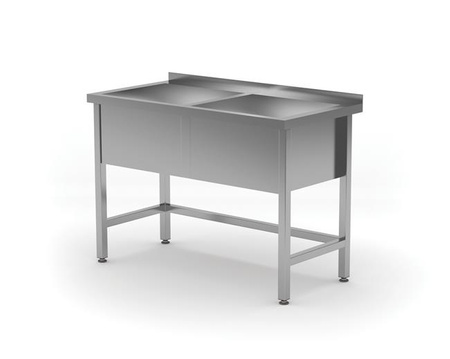 Tisch mit Zweikammerbecken - Kammerhöhe h = 300 mm, Größe 1200x600x850 mm