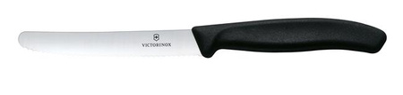 Victorinox Swiss Classic Tomatenmesser, abgerundete Spitze, Wellenschliff, 11 cm, schwarz