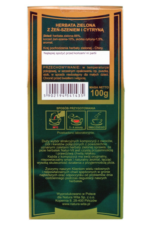 GRÜNER TEE MIT GINSENG UND ZITRONE 100G