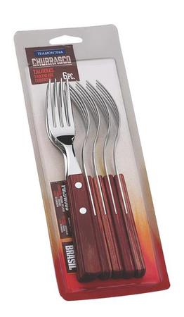 Tafelgabel-Set - Steak/Pizza, Blister, 6 Stück, Churrasco-Linie, rot