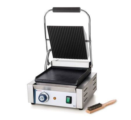 Einzelkontaktgrill oben geriffelt, unten glatt