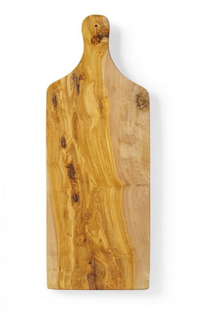 Servierbrett aus Olivenholz mit Griff 400x140x(H)18