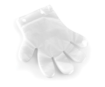 Einweg-Folienhandschuhe, transparent - Satz zu 100 Stück.