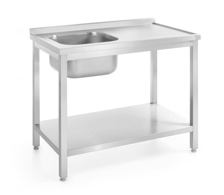 Klappbarer Einbeckentisch mit Ablage, linke Seite, Maße: 1000x600x(H)850 mm