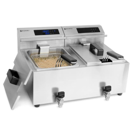 Mastercook digitale Plattenfritteuse mit Ablasshahn 2x8l Fassungsvermögen