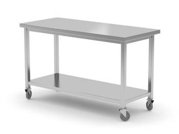 Stół jezdny , z półką - skręcany, HENDI, Kitchen Line, 1000x700x850 mm, 1000x700x(H)850mm